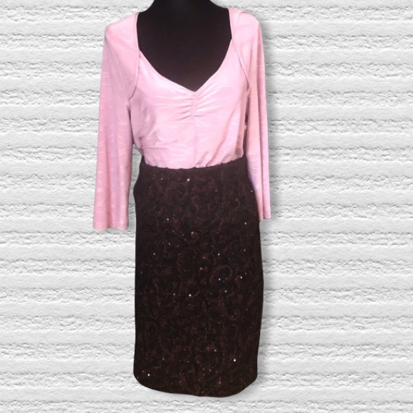 VINTAGE PINK/BLACK with sequin skirt size large - Picture 2 of 6